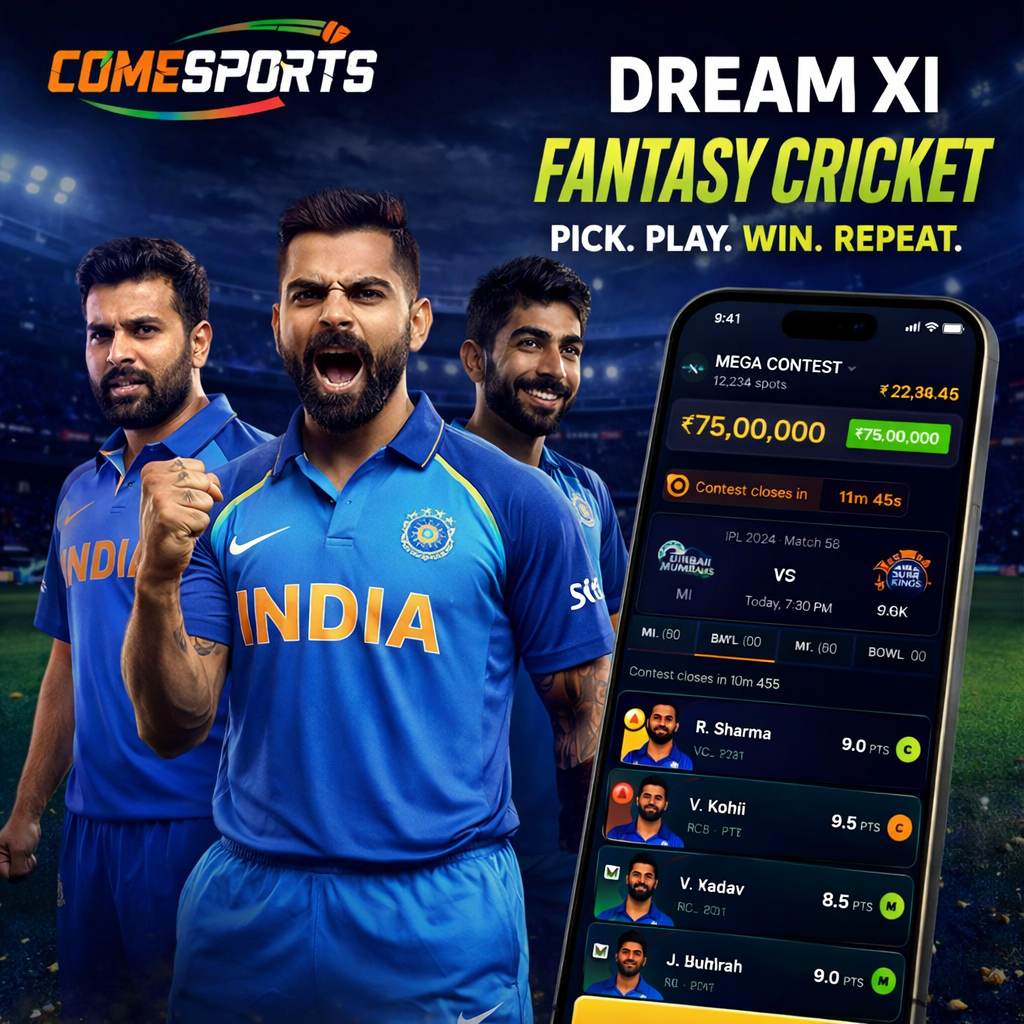 Cricket App Zone fantasy cricket and India team visual